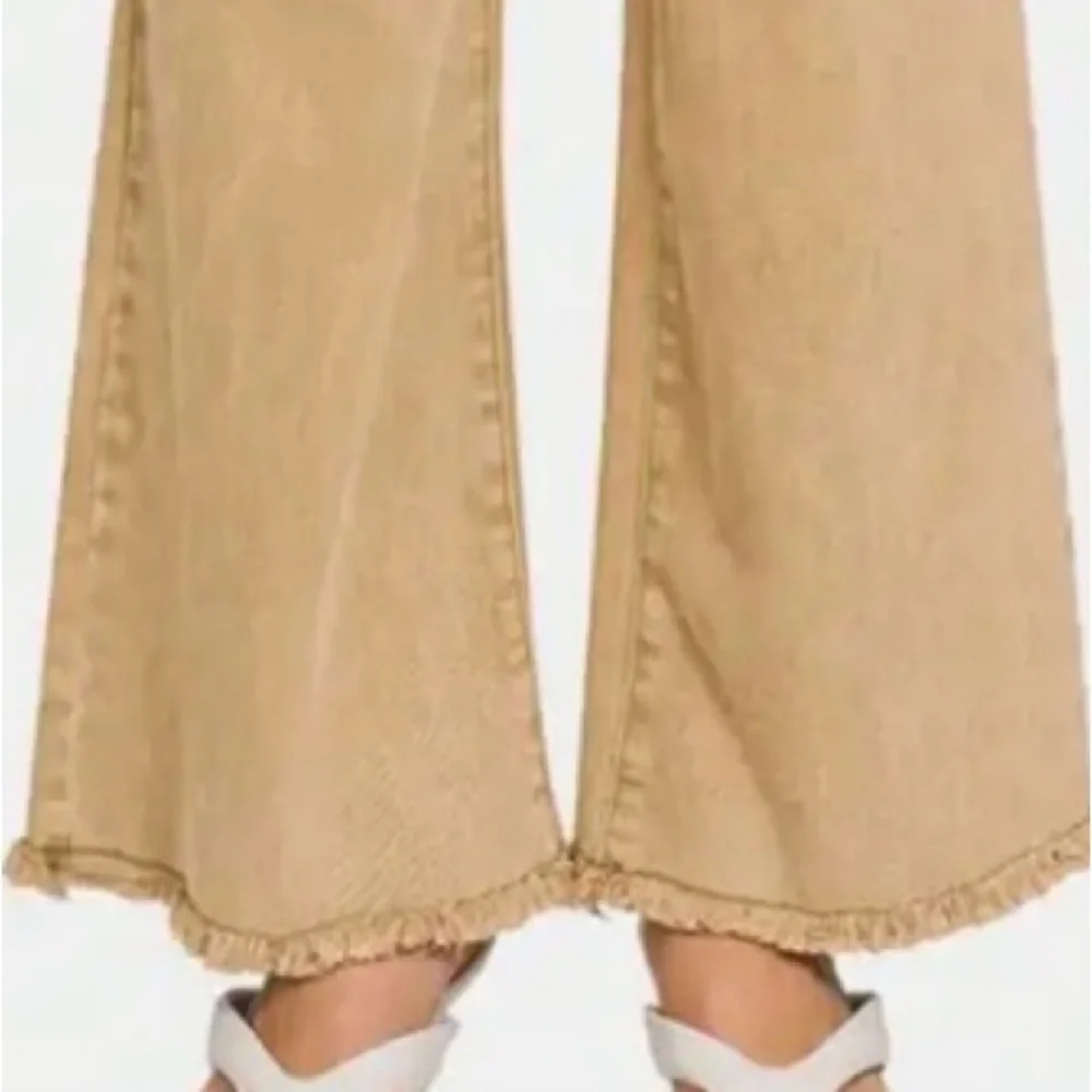 NEW tan denim frayed hem flare ankle bell bottom retro vintage style jeans 12/14